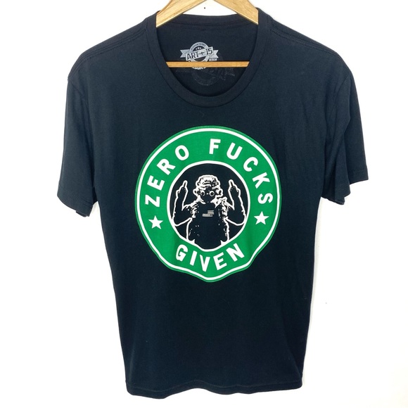 Vintage Other - Vintage Zero Fu*ks Given Black Graphic Short Sleeve T Shirt Unisex Size Medium